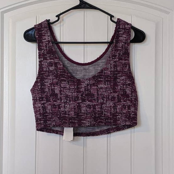Free Press Marble Knit Crop Top Purple Large Juniors Tank Scoop Cropped Casual - Picture 4 of 5